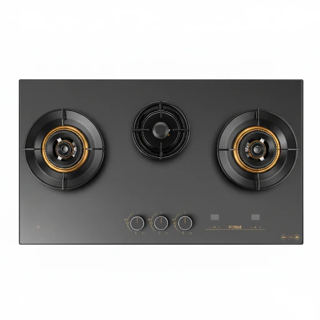 Fotile GLG90315 900mm 3 Burner Black Glass Hyper Flame Cooktop
