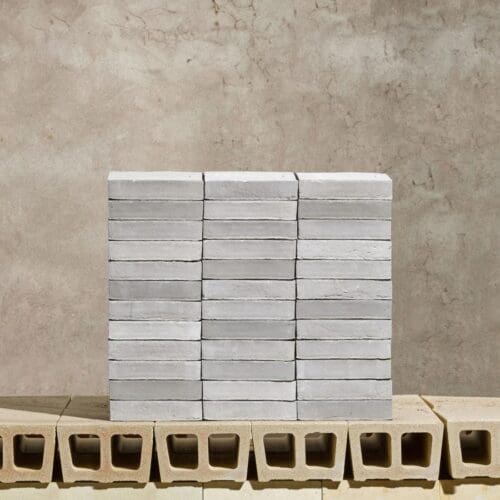 Janinhoff MSZ-14/2B DF water-struck bricks stacked in a light grey product display